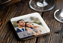 Personalized full-color coasters with custom photos, artwork, and messages